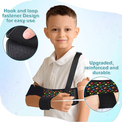 Evervibe Kids Arm Sling Pediatric Shoulder Immobilizer Collarbone Brace Elbow Support Arm Bands Elbow Wrist Sling for Toddler Boy Girl Broken, Fractured Injury(Dinosaur Style) - Image 3