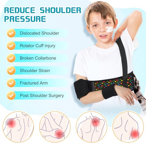 Evervibe Kids Arm Sling Pediatric Shoulder Immobilizer Collarbone Brace Elbow Support Arm Bands Elbow Wrist Sling for Toddler Boy Girl Broken, Fractured Injury(Dinosaur Style) - Image 4