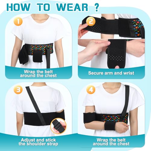 Evervibe Kids Arm Sling Pediatric Shoulder Immobilizer Collarbone Brace Elbow Support Arm Bands Elbow Wrist Sling for Toddler Boy Girl Broken, Fractured Injury(Dinosaur Style) - Image 5