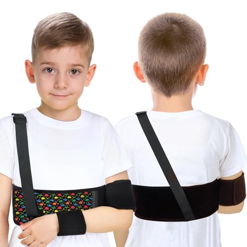 Evervibe Kids Arm Sling Pediatric Shoulder Immobilizer Collarbone Brace Elbow Support Arm Bands Elbow Wrist Sling for Toddler Boy Girl Broken, Fractured Injury(Dinosaur Style) - Image 1