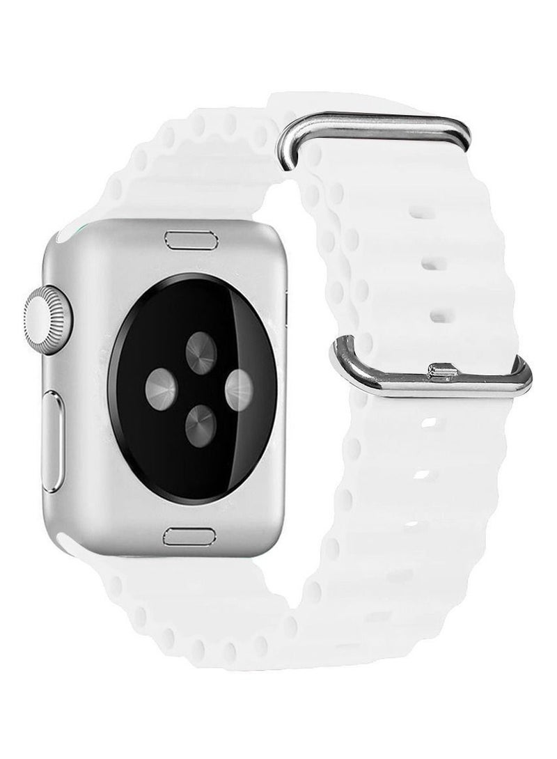 IAF Apple Watch Ocean Band 49mm 45mm 44mm 42mm Soft Silicone Loop Strap for iWatch Series Ultra/8/7/SE/6/5/4/3/2/1 White - Image 2