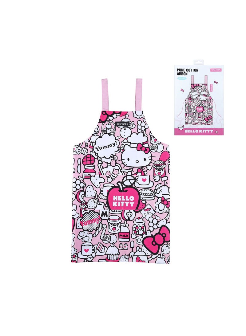 chefmade Hello Kitty 100% Cotton Apron Adjustable Cross Back Dress with 2 Pockets Kitchen Aprons - Image 1