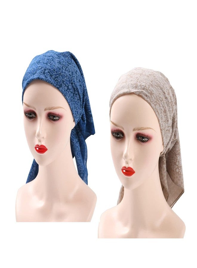 كي-اليوون وشاح مربع متوسط الحجم للنساء من كي-إليون، 27.5 بوصة، قطعتان، وشاح قطني للرقبة والشعر، وشاح للنوم، مقاس واحد، SE05 - Image 2