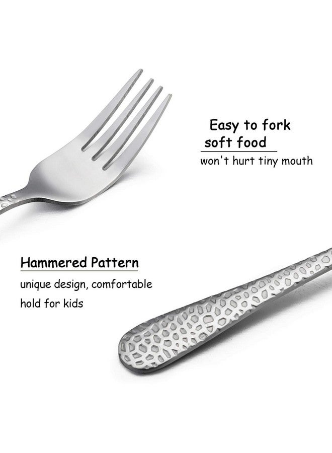 HaWare 12-Piece Kids Toddler Fork Set, HaWare Stainless Steel Preschooler Utensils Mini Flatware Set, Hammered Pattern(Adult Look) Cutlery, BPA Free and Dishwasher Safe - Image 2