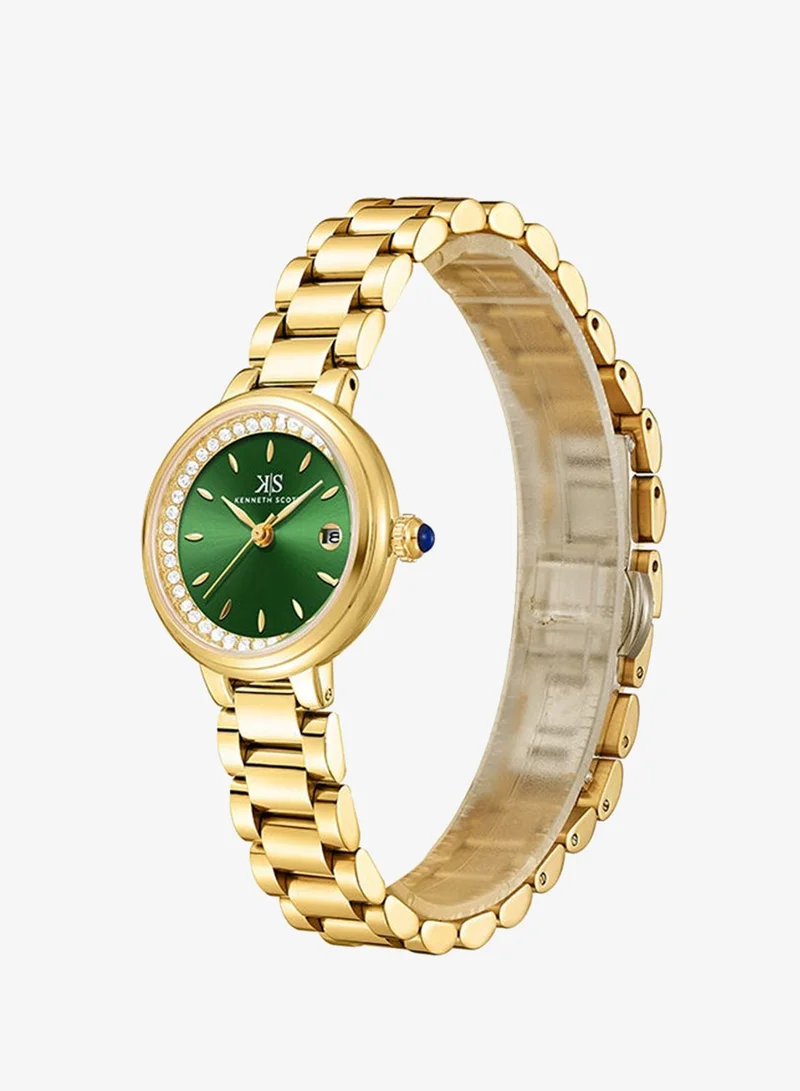 Kenneth Scott Kenneth Scott Women's Green Dial Analog Watch - K23542-GBGG