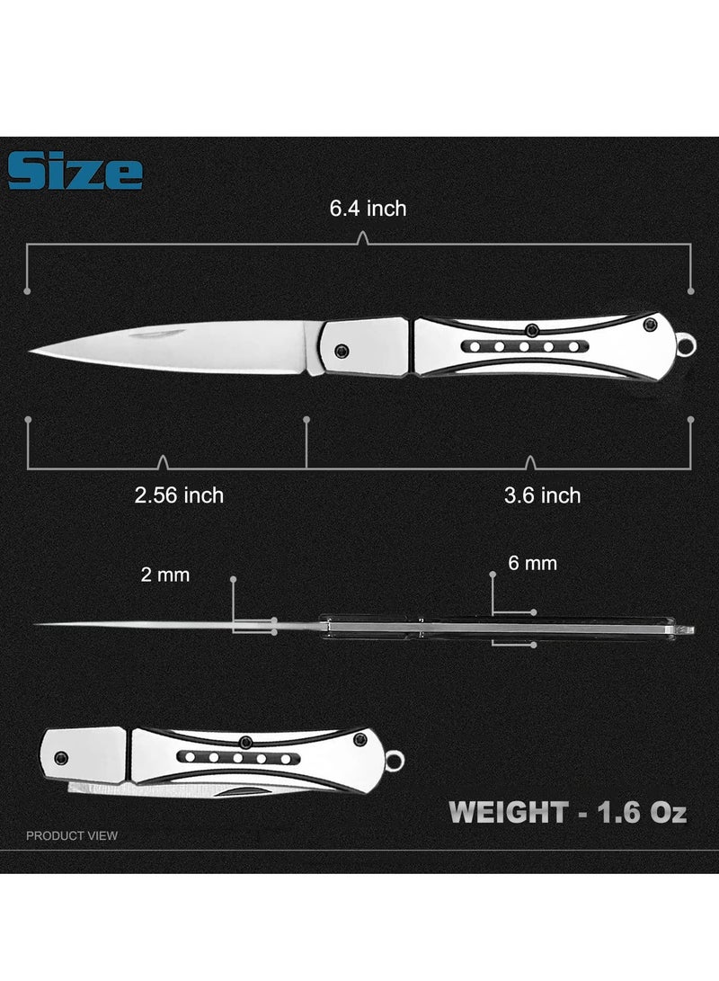 Barakah Compact EDC Folding Pocket Knife Set, 2PCS Stainless Steel Keychain Knives for Everyday Carry, Camping and Fruit Cutting, 2.6" Blade, Silver - Image 5