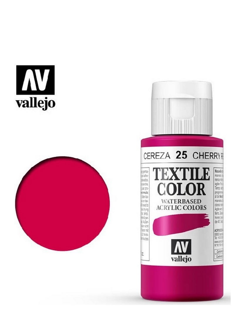 فاليجو طلاء أقمشة بلون أحمر كرزي، زجاجة سعة 25 مل - 60 مل، لمسة نهائية غير لامعة قابلة للغسل