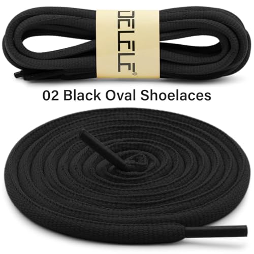 DELELE Oval Athletic Shoelaces Half Round Shoe Laces Black 2 Pair 39.37" - Image 2