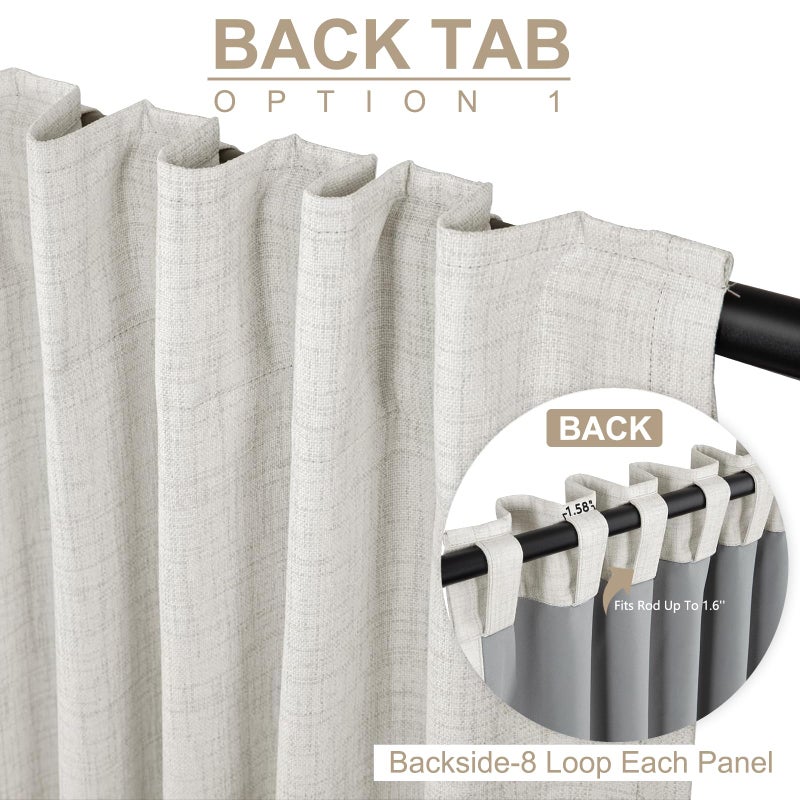 100% Blackout Shield Linen Blackout Curtains for Bedroom 72 Inches Long, Back Tab/Rod Pocket Living Room Drapes, Thermal Insulated Blackout Curtains 2 Panels Set, 50" W x 72" L, Beige - Image 3