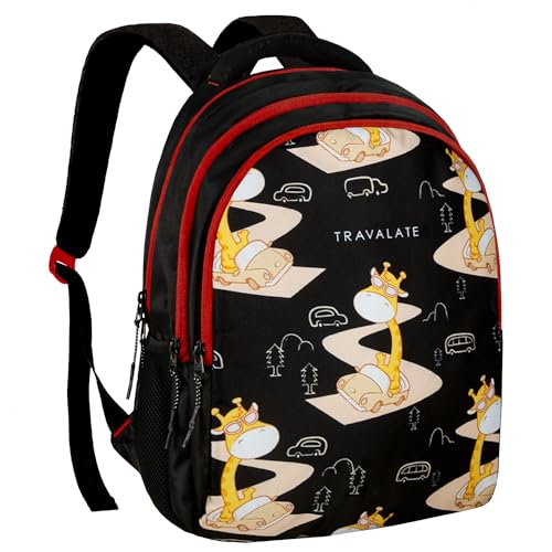 TRAVALATE 25L Stylish &Trendy Printed School Bag For Kid's | Backpack For Class 1 To 5 School Going Boy's & Girls, Giraffe - Image 1