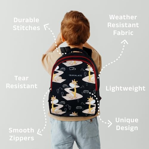 TRAVALATE 25L Stylish &Trendy Printed School Bag For Kid's | Backpack For Class 1 To 5 School Going Boy's & Girls, Giraffe - Image 4