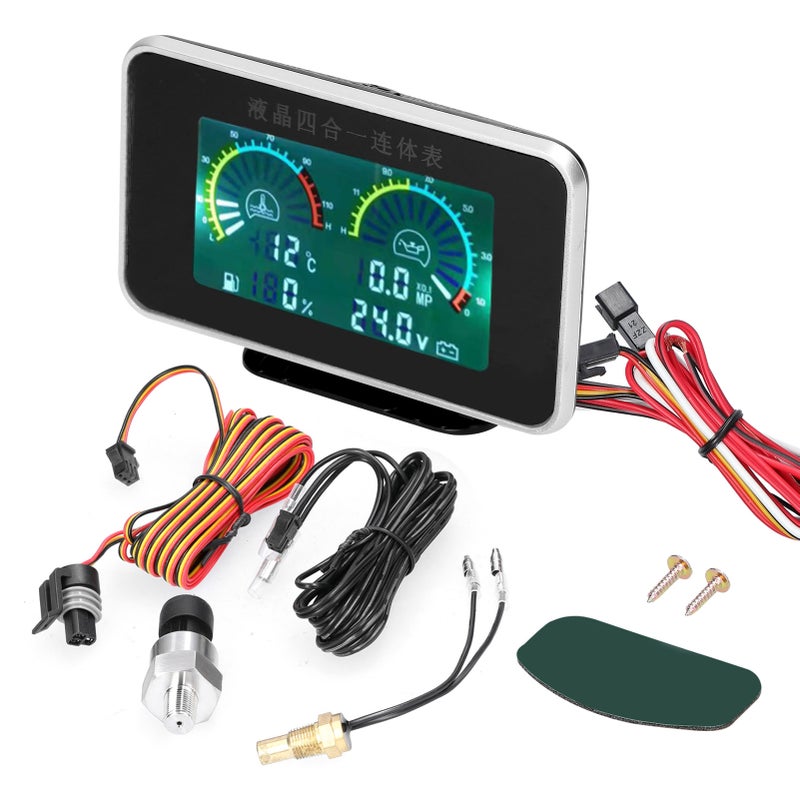 4-in-1 Car LCD Meter Digital Oil Pressure Voltage Water Temperature Fuel Gauge Universal Instrument 9-36V for Car Truck SUV RV - Image 1