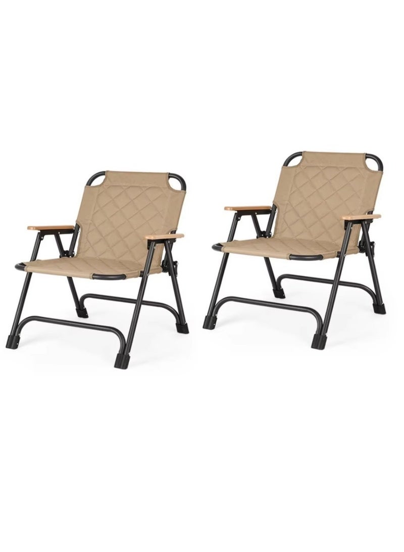 SMART HOME Folding Camping Chair Set - 2 Portable Camping Chairs - Outdoor Folding Chairs with Wooden Armrests - Ground Seating Chairs - Camping and Hiking Chairs - Beach and Garden Chairs - Lightweight Camping Chairs - Folding Chairs with Carrying Handle - Camping, Travel, and Picnic Chairs - Image 5