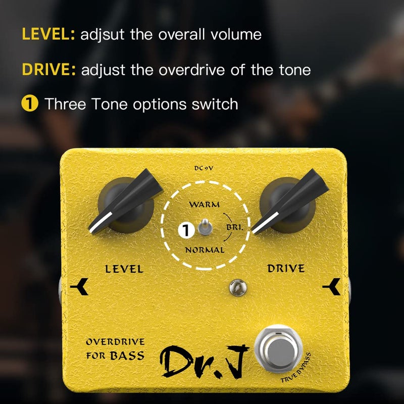 JOYO Bass Pedal of Overdrive Mic'd Tube Bass Amp Simulator Pedal Built-in DI & XLR Output for Effects Recording High-end Edition Dr.J Series (D53) - Image 2
