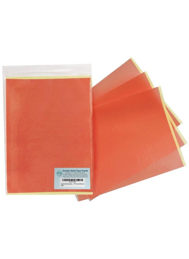 Chica and Jo - Double Sided Tape Sheets 3-Pack Of 8.5" X11 Clear Adhesive Sheets. Super Strong Sticky Pet Tape With Red Liner. - Image 1