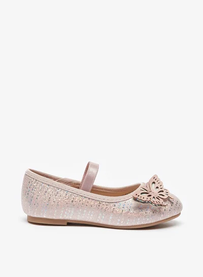 Flora Bella By Shoexpress Girls Embellished Butterfly Ballerina Shoes with Elasticated Strap