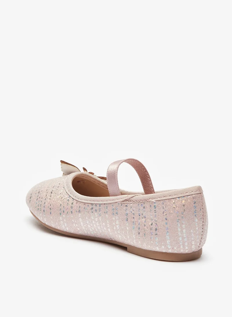 Flora Bella By Shoexpress Girls Embellished Butterfly Ballerina Shoes with Elasticated Strap