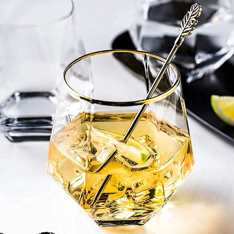 Jet Roy Diamond Whiskey Glasses Set of 6 LeadFree Crystal Clear Whisky GlassLuxury Whiskey Glass with Gold Rim Perfect for Whiskey Scotch and Bar Old Fashioned Cocktails Golden Rim 6 18 - Image 5