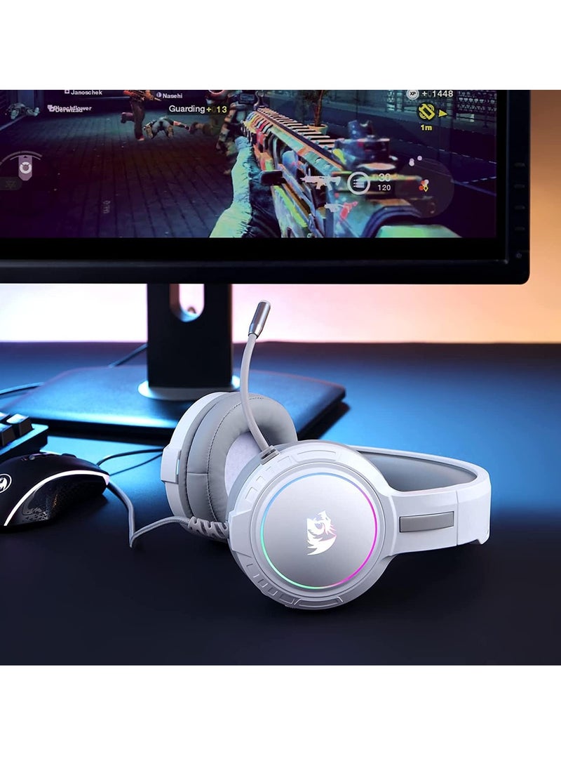 ريدراجون سماعة ألعاب H270 RGB مع ميكروفون، سلكية، متوافقة مع Xbox One، Nintendo Switch، PS4، PS5، الكمبيوتر الشخصي، أجهزة الكمبيوتر المحمولة (أبيض) - Image 4