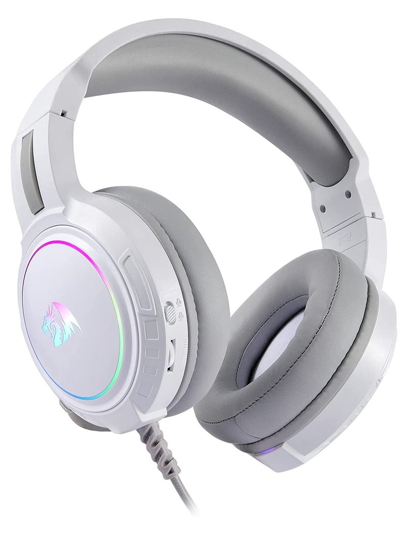 ريدراجون سماعة ألعاب H270 RGB مع ميكروفون، سلكية، متوافقة مع Xbox One، Nintendo Switch، PS4، PS5، الكمبيوتر الشخصي، أجهزة الكمبيوتر المحمولة (أبيض) - Image 1