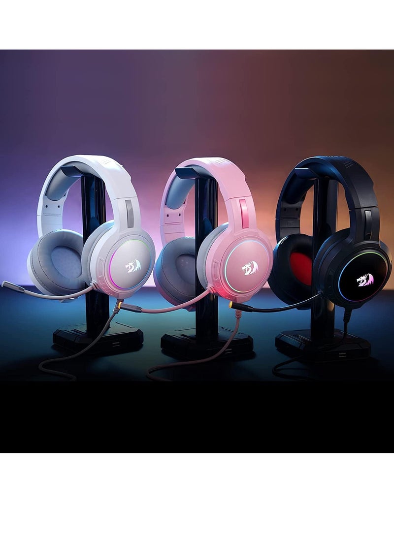 ريدراجون سماعة ألعاب H270 RGB مع ميكروفون، سلكية، متوافقة مع Xbox One، Nintendo Switch، PS4، PS5، الكمبيوتر الشخصي، أجهزة الكمبيوتر المحمولة (أبيض) - Image 3