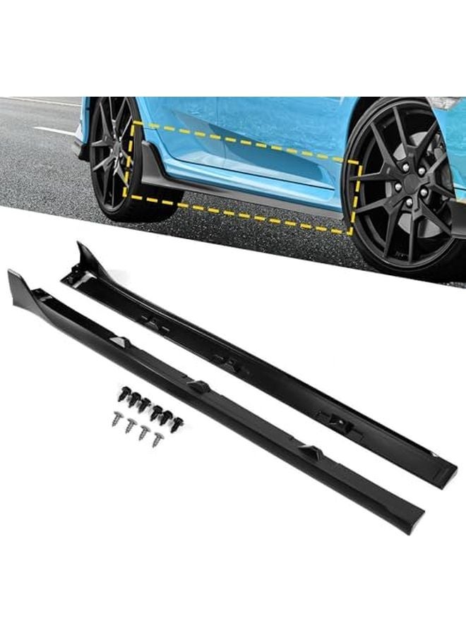 2016 2021 Honda Civic Sedan Type R Style Side Skirt Extensions Gloss Black - Image 4