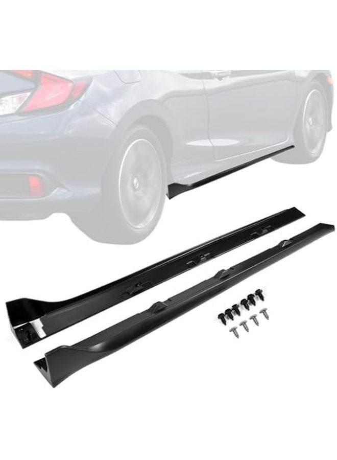2016 2021 Honda Civic Sedan Type R Style Side Skirt Extensions Gloss Black - Image 3