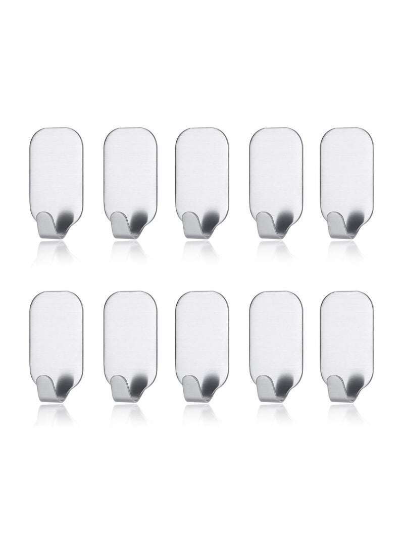 Generic 10pcs Adhesive Hooks No-Hole Hooks Strong Adhesive Wall Wall Bracket Load-Bearing Stainless Steel Kitchen Non-Marking Door Hooks Sticky Hooks  - Image 1