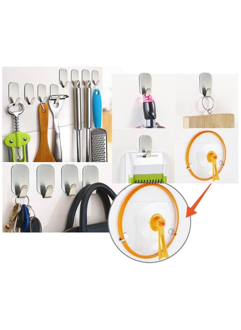 Generic 10pcs Adhesive Hooks No-Hole Hooks Strong Adhesive Wall Wall Bracket Load-Bearing Stainless Steel Kitchen Non-Marking Door Hooks Sticky Hooks  - Image 4