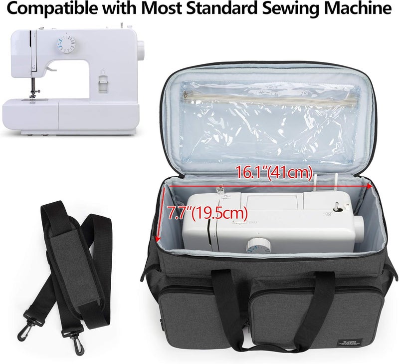 CURMIO Sewing Machine Case, Universal Travel Bag Compatible for Singer, Brother, Janome and most standard sewing machines, Black(Bag Only) - Image 3