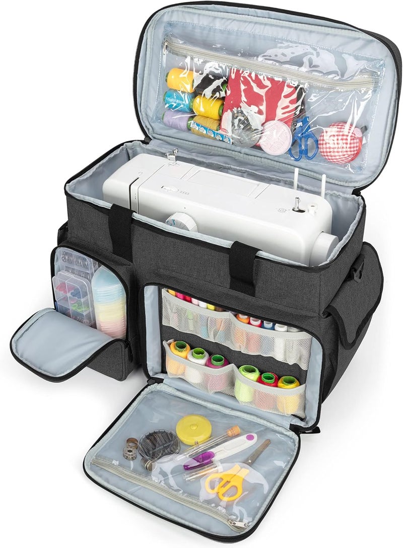 CURMIO Sewing Machine Case, Universal Travel Bag Compatible for Singer, Brother, Janome and most standard sewing machines, Black(Bag Only) - Image 1