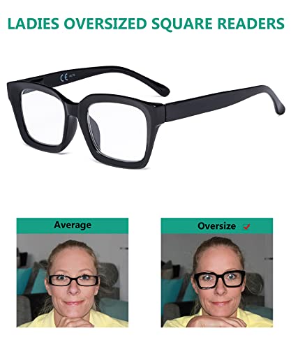 Eyekepper نظارات قراءة للسيدات من إيكببر - تصميم مربع كبير الحجم، عبوة 4 قطع - Image 3