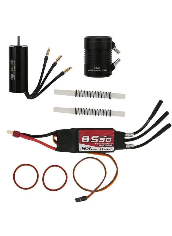 2968 2800KV 100A 1800W Motor with Replaceable Rotor + 70A RC Boat ESC + Water Cooler Cover