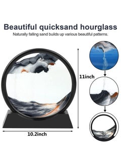 TBoxBo 12 Inches Large Flowing Sand Painting,3D Natural Landscape Dynamic Art Sand Painting,Round Glass 3D Deep Sea Sand Painting Artistic Sandscape for Home Ornament Desktop Art Bookshelves Decoration,Black  - Image 2