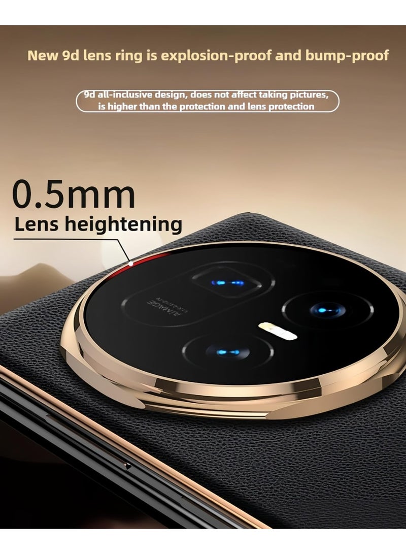 general Compatible with Honor Magic V5 2025 Case, Smart View Genuine Leather Hinge Protection Case with Hidden Kickstand & Hand Strap, Plated PC Bezels Shock-resistant Flip Cover - Image 4