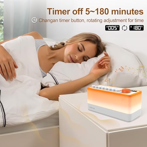 TMEHM White Noise Sleep Sound Machine with 8 Nature Sounds, Portable Bluetooth Speaker, 12 Colors Night Lights, Sleep Timer & Breathing Exercises, for Babies, Kids, and Adults - Image 5