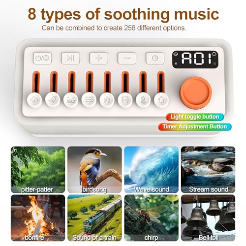 TMEHM White Noise Sleep Sound Machine with 8 Nature Sounds, Portable Bluetooth Speaker, 12 Colors Night Lights, Sleep Timer & Breathing Exercises, for Babies, Kids, and Adults - Image 2