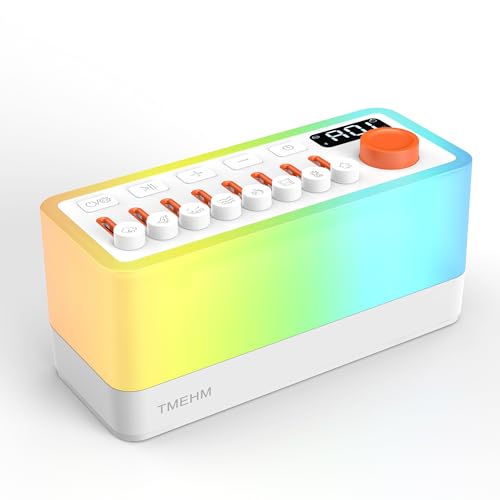 TMEHM White Noise Sleep Sound Machine with 8 Nature Sounds, Portable Bluetooth Speaker, 12 Colors Night Lights, Sleep Timer & Breathing Exercises, for Babies, Kids, and Adults - Image 1