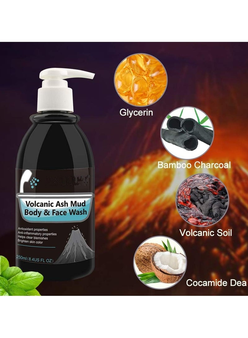 DubaiGallery Shower Gel,Volcanic Mud Body Wash,Body Exfoliator Scrub For Men And Women,Cleanser Gel,Deep Cleaning,Deodorize Moisturizing,for Dry and Sensitive Skin,250ml - Image 3