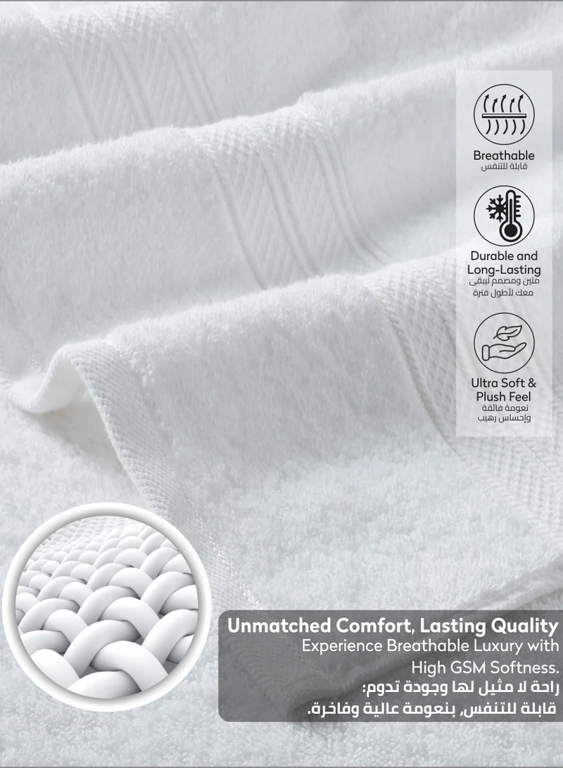 Donetella Premium Towel 3-Pcs Set, 100% Combed Cotton 600 GSM, Highly Absorbent, Quick Dry Towel Set Include 1 Bath Towel, 1 Bath Sheet, 1 Hand Towel, Best Set for Bathroom Gym, Hotel And Spa,White