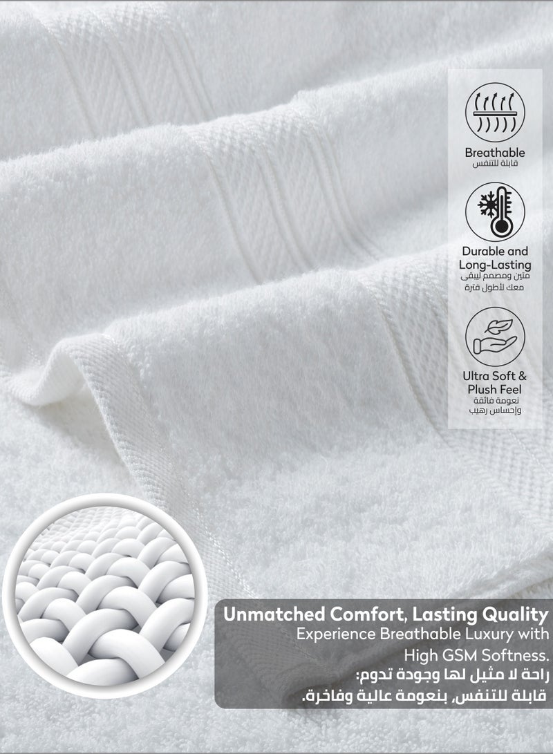 Donetella Premium Towel 3-Pcs Set, 100% Combed Cotton 600 GSM, Highly Absorbent, Quick Dry Towel Set Include 1 Bath Towel, 1 Bath Sheet, 1 Hand Towel, Best Set for Bathroom Gym, Hotel And Spa,White  - Image 5