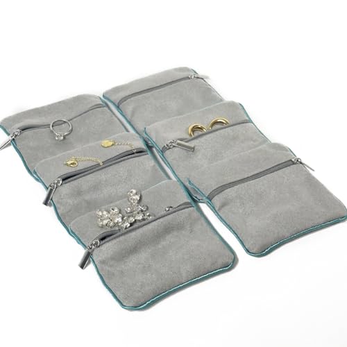 EHERDM 6-piece Padded Velvet Jewelry Pouch with Zipper - Portable Storage Bag for Travel, Women's Jewelry Organizer Pouch for Rings, Bracelets, Earrings, Necklaces - Image 1