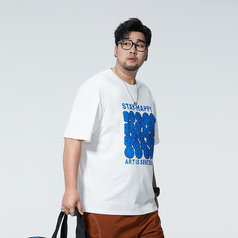 Men'S T-Shirt Short-Sleeved Summer Cotton Printed Trendy Loose Plus Size Fat Top Casual Men'S T-Shirt - Image 1
