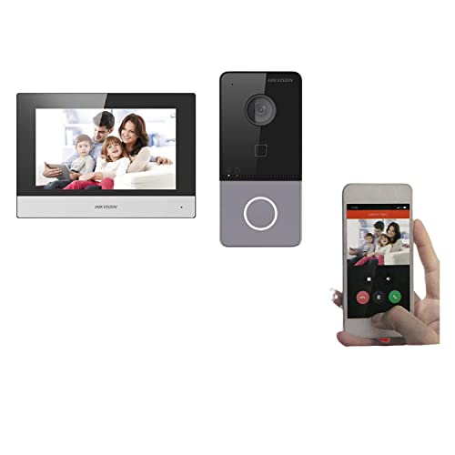 HIKVISION هاتف باب فيديو لاسلكي قائم على IP من HIKVISION | شاشة TFT ملونة بحجم 7 بوصات | دقة 1080 بكسل | تغطية بزاوية واسعة | ميكروفون ومكبر صوت مدمجان | إلغاء صدى | مقاوم للماء والغبار | (DS-KIS603-P) - Image 2