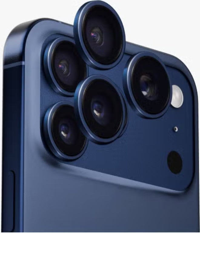 ELTRAZONE Compatible for iPhone 17 Pro / iPhone 17 Pro Max Camera Lens Protector, AR Lens Protector Auto Installation,9H Tempered Glass,AR+AF Metal Individual Ring - Blue Titanium - Image 2