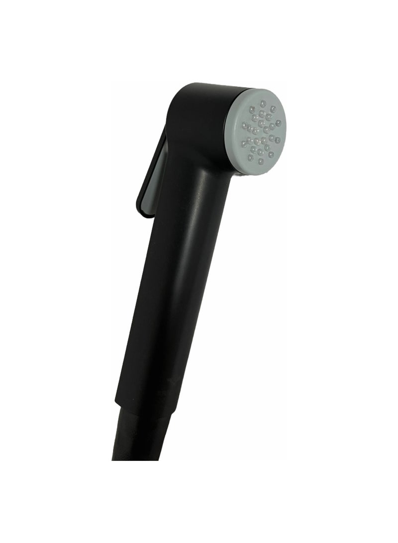 طقم شطاف المرحاض الفاخر بخرطوم 1.2 متر وخطاف اسود - Image 1