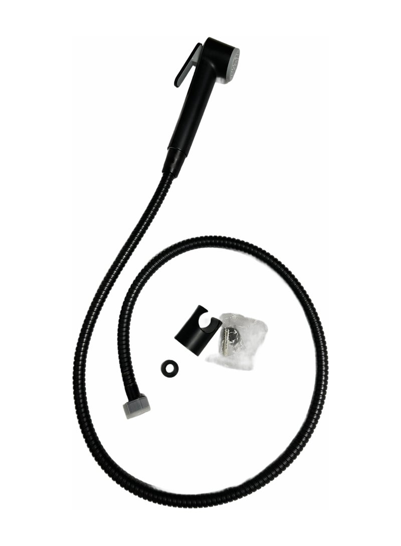 طقم شطاف المرحاض الفاخر بخرطوم 1.2 متر وخطاف اسود - Image 4