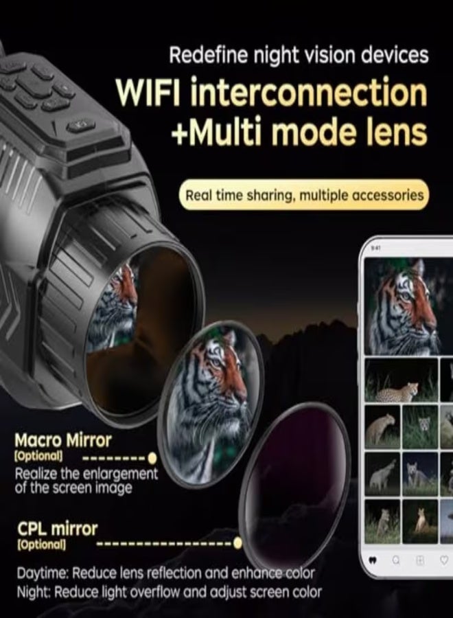 28X Digital Monocular Telescope with 64MP Photos, 4K Video & Night Viewing | Rechargeable Handheld Scope for Bird Watching, Camping, Hiking & Wildlife Observation - Image 3