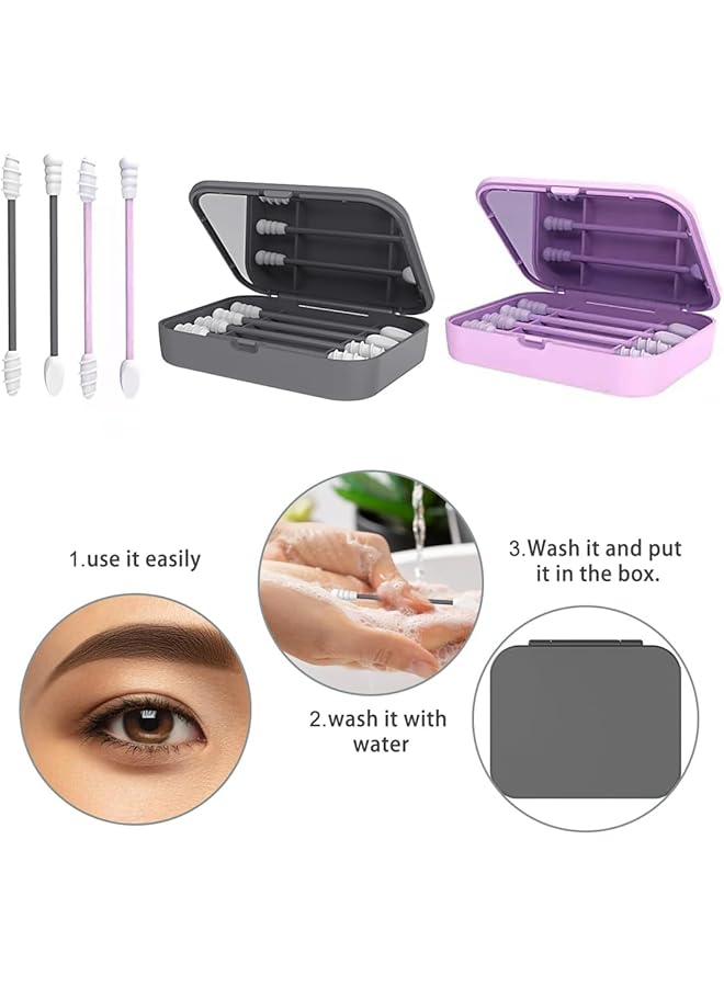 Excefore Silicone Cotton Swab With Double Tips And Storage Case Reusable Cotton Buds For Ear Cleaning And Makeup Removal - Image 4