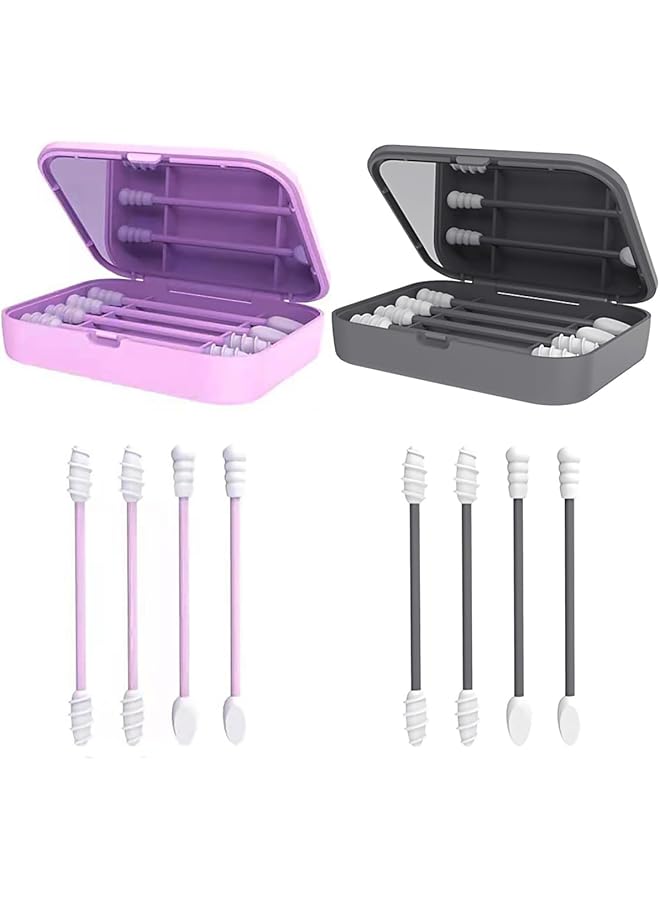 Excefore Silicone Cotton Swab With Double Tips And Storage Case Reusable Cotton Buds For Ear Cleaning And Makeup Removal - Image 1
